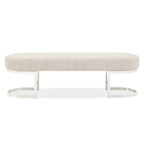 Signature Beds & Benches - Orchid Velvet Accent Bench - Gray / Chrome