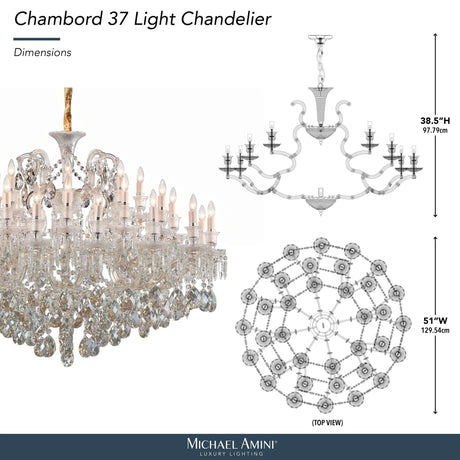 Michael Amini Lighting - Chambord 37-Light Traditional Crystal Chandelier - Clear