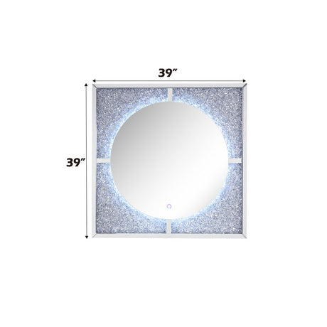 Noralie - Accent Mirror With LED - Mirrored, Faux Diamonds