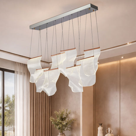 Michael Amini Lighting - Sheer Waves 8-Light Modern LED Chandelier - Rose Gold