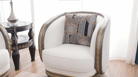 HD-9043 - Chair - White / Brown / Gold