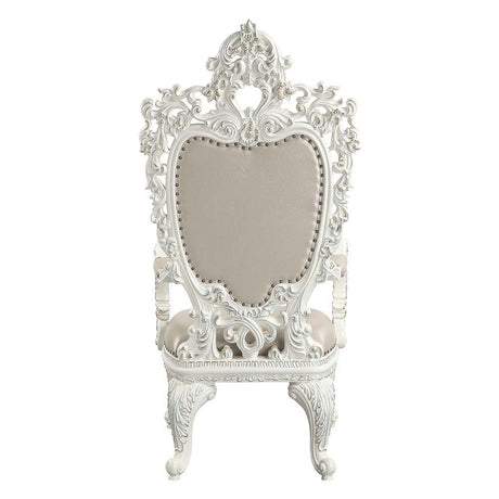Vanaheim - Arm Chair (Set of 2) - Beige Synthetic Leather & Antique White