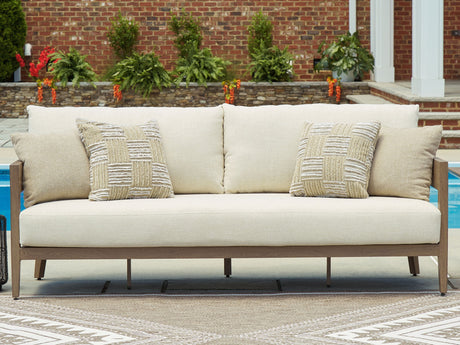 Serene Bay - Sofa With Cushion - Dark Brown / White