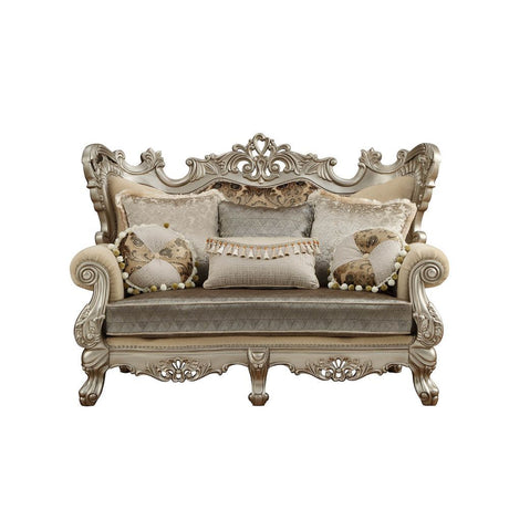 Ranita - Loveseat With 6 Pillows - Fabric & Champagne