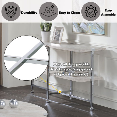 Brecon - Sofa Table - White Oak & Chrome