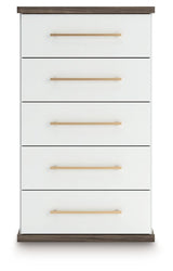 Kendanport - Five Drawer Chest - Brown / White