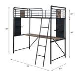 Cordelia - Twin Loft Bed With Desk - Antique Oak, Sandy Black & Dark Bronze Hand-Brushed