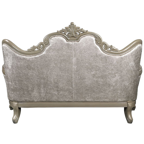 Libertee - Loveseat With 3 Pillows - Beige Fabric & Champagne