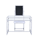 Carenze II - Vanity Set - White Faux Fur & Chrome