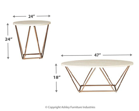Tarica - Occasional Table Set (Set of 3) - White / Metallic