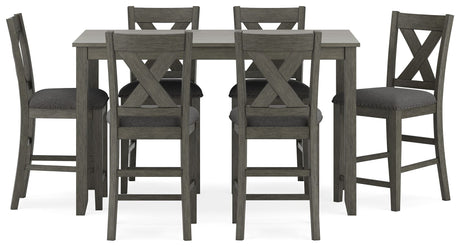 Caitbrook - Rect Drm Counter Table Set (Set of 7) - Gray
