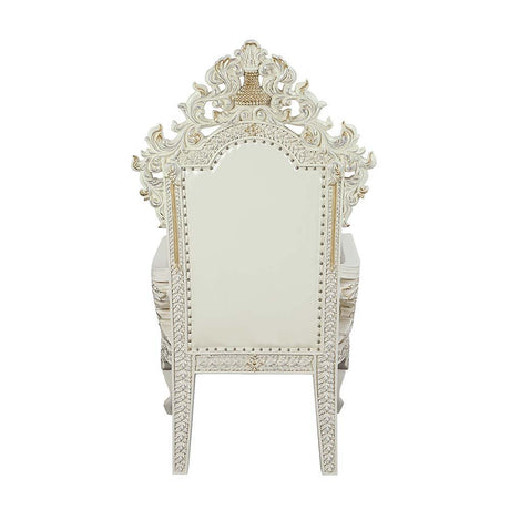 Adara - Arm Chair (Set of 2) - Pearl White Synthetic Leather & Antique White
