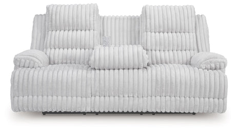 Rhines Falls - Reclining Power Sofa With Drop Down Table - Alloy