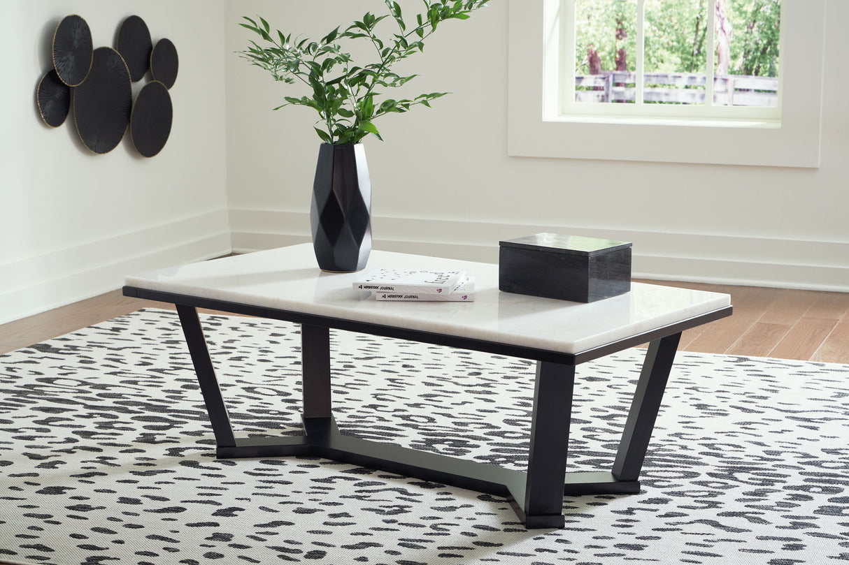 Fostead - Rectangular Cocktail Table - White / Espresso