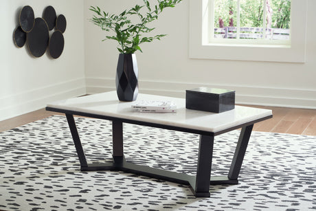 Fostead - Rectangular Cocktail Table - White / Espresso