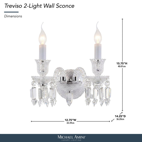 Michael Amini Lighting - Treviso 2-Light Traditional Crystal Wall Sconce - Clear