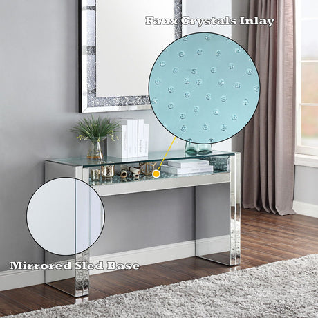 Nysa - Sofa Table - Mirrored & Faux Crystals
