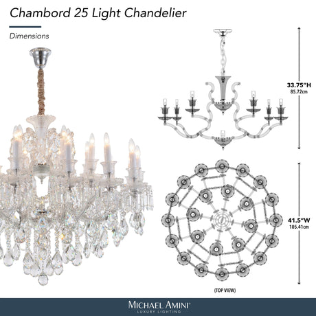 Michael Amini Lighting - Chambord 25-Light Traditional Crystal Chandelier - Clear