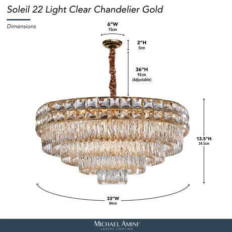 Michael Amini Lighting - Soleil 22-Light Crystal Chandelier - Gold
