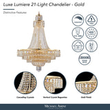 Michael Amini Lighting - Luxe Lumiere 21-Light Crystal Chandelier - Gold