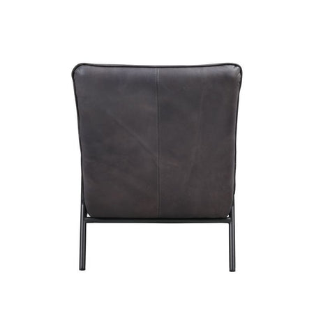 Nignu - Accent Chair - Gray Top Grain Leather & Matt Iron