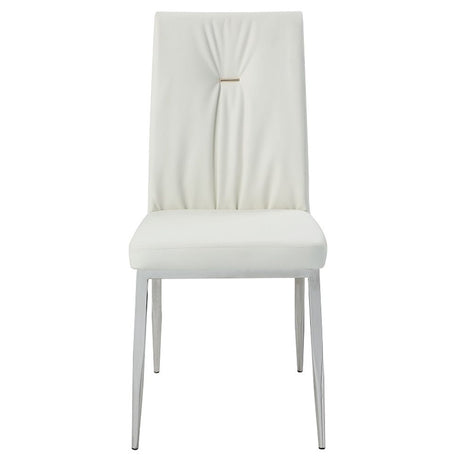 Kamaile - Side Chair (Set of 2) - Beige Synthetic Leather & Chrome