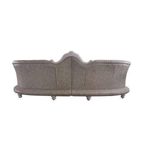 Dresden - 43" Sofa With 5 Pillows - Synthetic Leather & Vintage Bone White