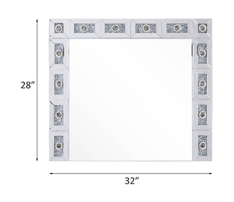 Noralie - 28" X 32" Accent Mirror - Mirrored & Faux Diamonds