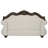 Pierce - Loveseat With 3 Pillows - Beige Fabric & Cherry