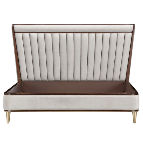 Houston - Eastern King Channel Tufted Panel Bed - Porcini / Walnut