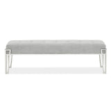 Signature Beds & Benches - Rose Velvet Accent Bench - Gray / Chrome