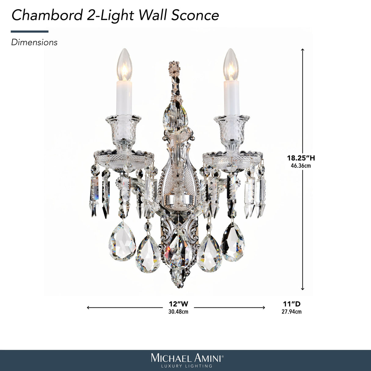 Michael Amini Lighting - Chambord Crystal Wall Sconce - Clear