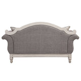 Florian - Loveseat With 3 Pillows - Gray Fabric & Antique White